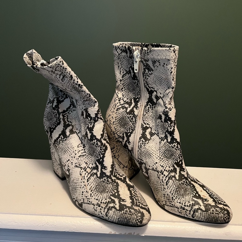 Snakeskin booties